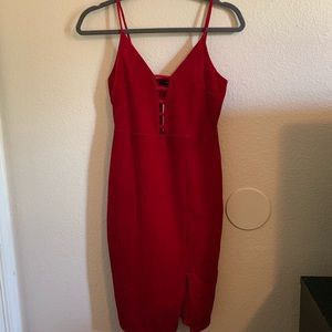 Velvet spaghetti strap dress.